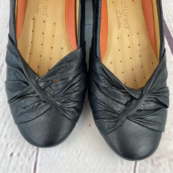 NWOT Black Size 8 Clarks Unstructured Leather Comfort Wedge Heel - Picture 7 of 13